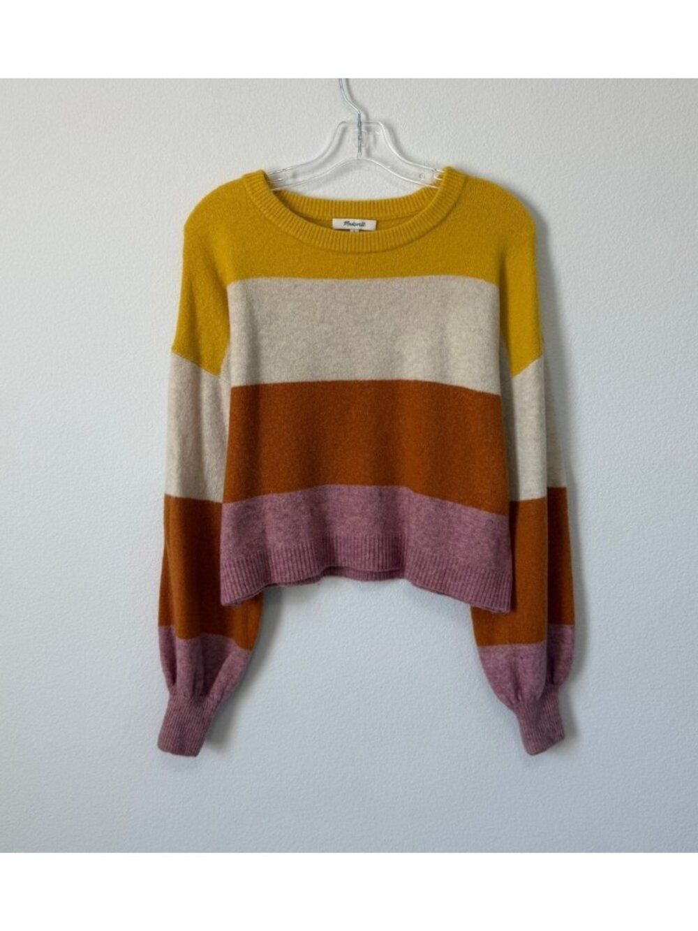 Madewell Wool Blend Long Sleeve Round Neck Multicolor Sweater Women's Size S
